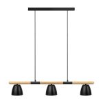 Nordlux Theo 3-Rail Luce Pendente Metallo e Legna Nero | Adatto per 3x GU10