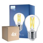 Confezione Multipack 4x Philips MASTER LED Lustre E27 Sferica Filamento Chiara 2.5W 340lm - 922-927 Dim To Warm | Miglior Resa Cromatica - Dimmerabile - Sostitutiva 25W