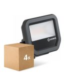 Confezione Multipack 4x Ledvance Proiettore LED Aluminium Nero 8W 1100lm 100D - 830 Luce Calda -  | IP66 - Simmetrico