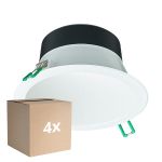 Confezione Multipack 4x Philips Downlight LED Coreline DN142B Aluminium Bianca 9.8W 1200lm 60D - 840 Bianco Freddo | Ritaglio 155mm - IP20 - Bianca Riflettore