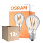 Confezione Multipack 10x Osram Led Star Classic LED E27 Pera Filamento Chiara 4.9W 470lm - 827 Bianco Molto Caldo | Sensore Di Luce