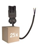 Confezione Multipack 25x Noxion GST - Compatibile Cavo di alimentazione Nero - Maschio + Estremità aperte - 0,3m - 2 pole 0,75mm2