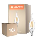 Confezione Multipack 10x Ledvance Classic LED E14 Candela Filamento Chiara 3.4W 470lm - 827 Bianco Molto Caldo | Sostitutiva 40W