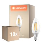 Confezione Multipack 10x Ledvance Classic LED E14 Candela Filamento Chiara 3.4W 470lm - 827 Bianco Molto Caldo | Sostitutiva 40W