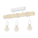 Eglo Luce da soffitto Townshend Acciaio Bianca Legna | IP20 - Adatto per 3x E27 