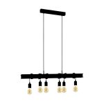 Eglo Luce Pendente Townshend 6 Acciaio Nero | IP20 - Adatto per 6x E27 