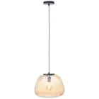 Brilliant Kaizen Luce Pendente Vetro Luce Pendente Metallo Nero Beige | 350mm - Adatto per 1x E27