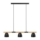 Nordlux Theo 3-Rail Luce Pendente Metallo e Legna Nero | Adatto per 3x GU10