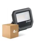 Confezione Multipack 4x Ledvance Proiettore LED Aluminium Nero 8W 1100lm 100D - 830 Luce Calda -  | IP66 - Simmetrico